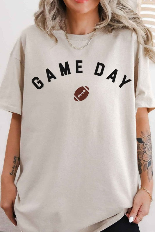 WHITE Game Day Football Tailgate Oversized Graphic Tee