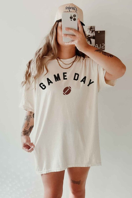 IVORY Game Day Football Tailgate Oversized Graphic Tee