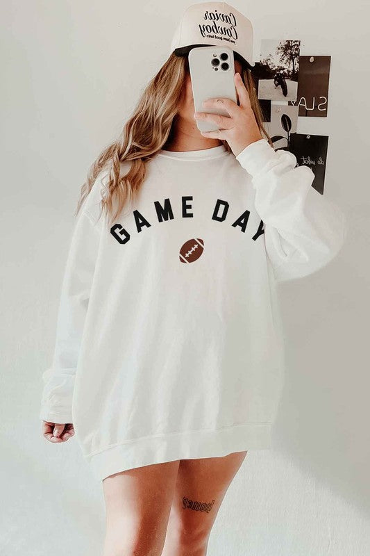 WHITE Game Day Football Tailgate Oversized Sweatshirt