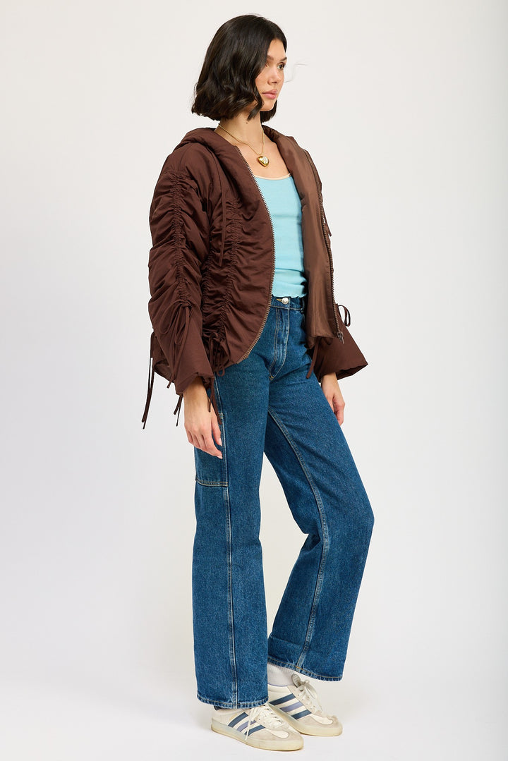 Ivory Ruched Puff Jacket