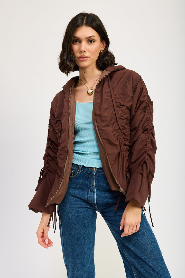 Ivory Ruched Puff Jacket