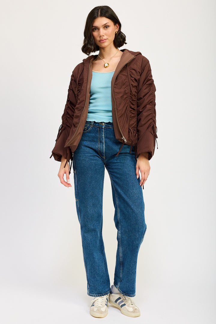 Ivory Ruched Puff Jacket