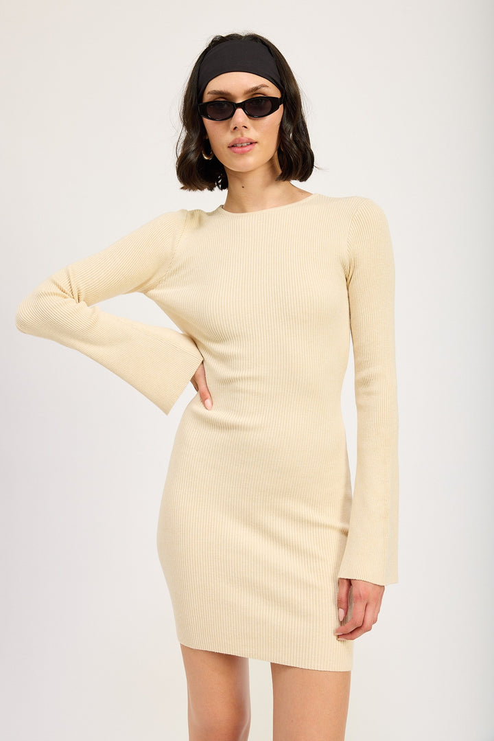 Long Sleeve Mini Dress With Back Cutout
