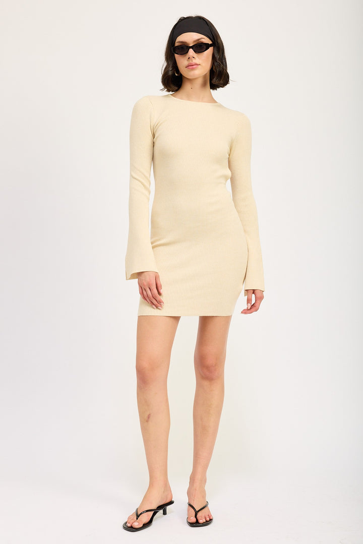 Long Sleeve Mini Dress With Back Cutout