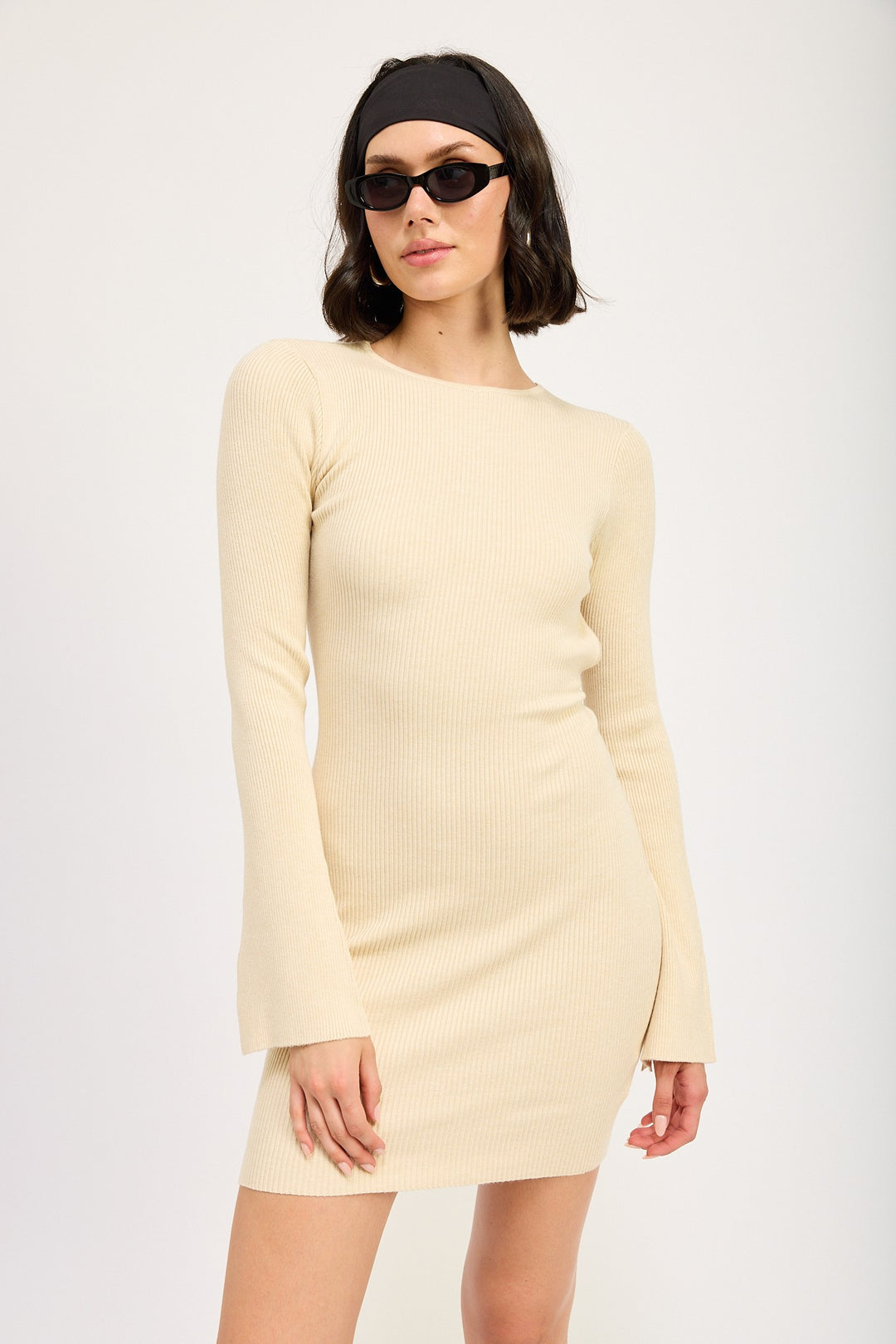 Long Sleeve Mini Dress With Back Cutout