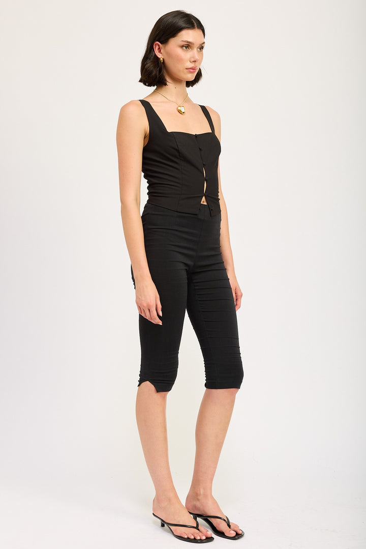 Sleeveless Top With Button Up Detail