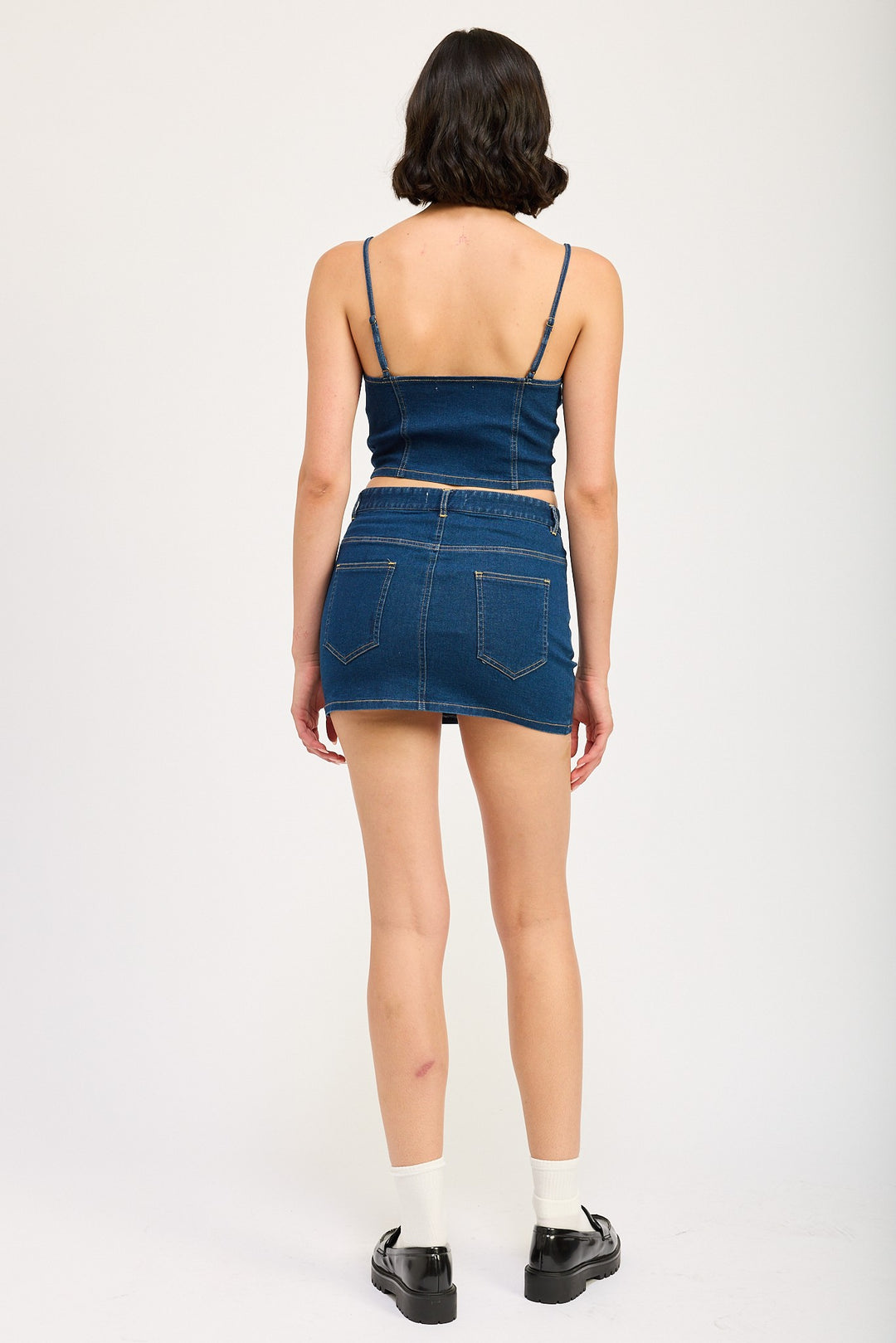 Zip Up Denim Corset Top