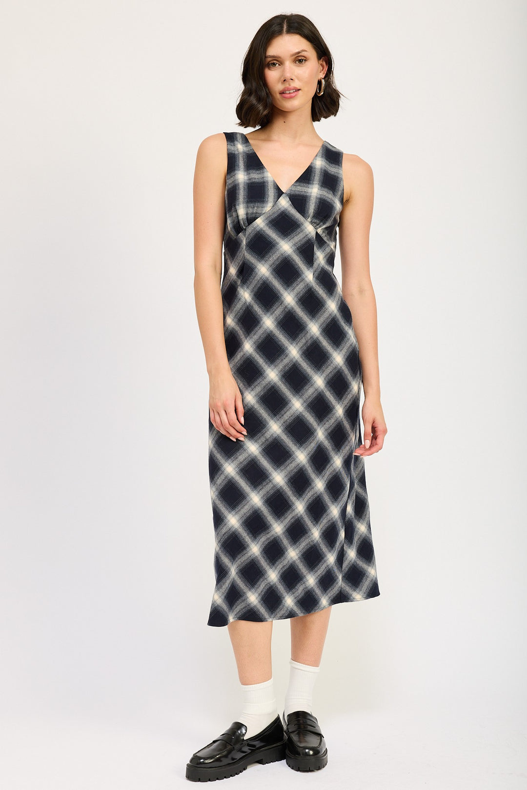 Plaid Bias Maxi Dress
