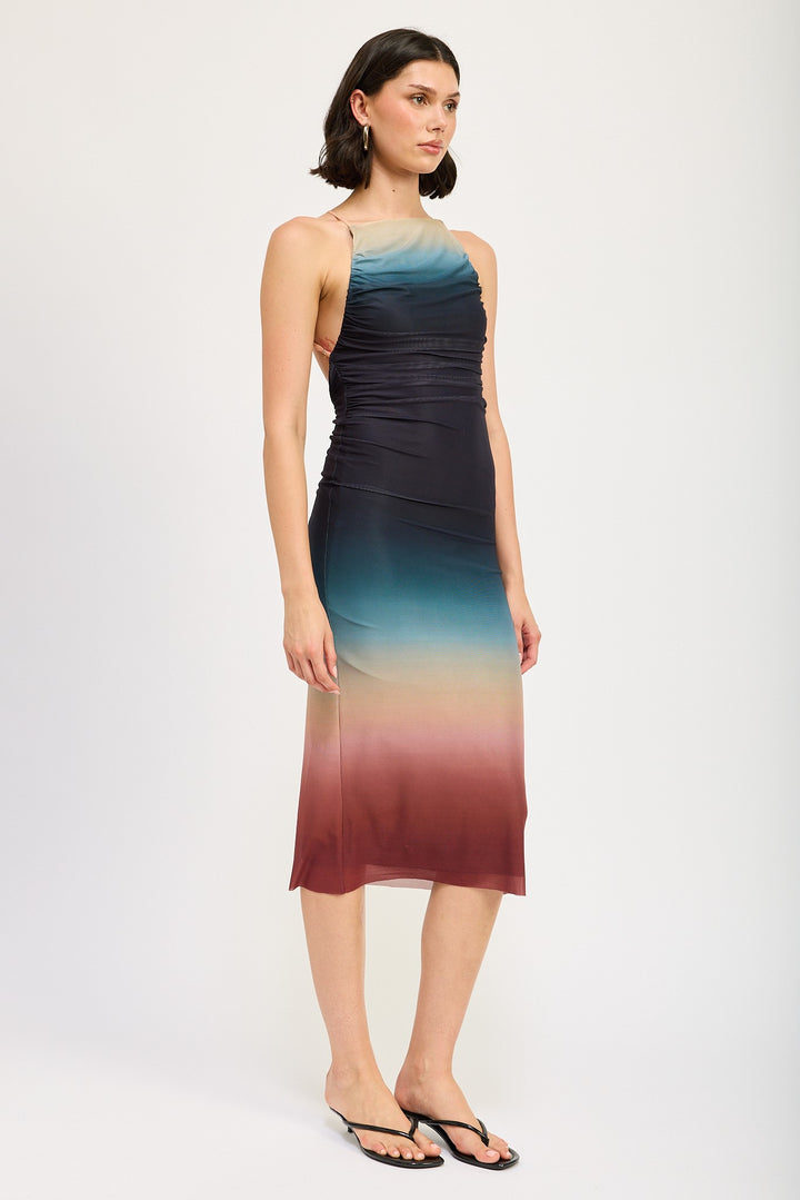 Halter Neck Ombre Maxi Dress