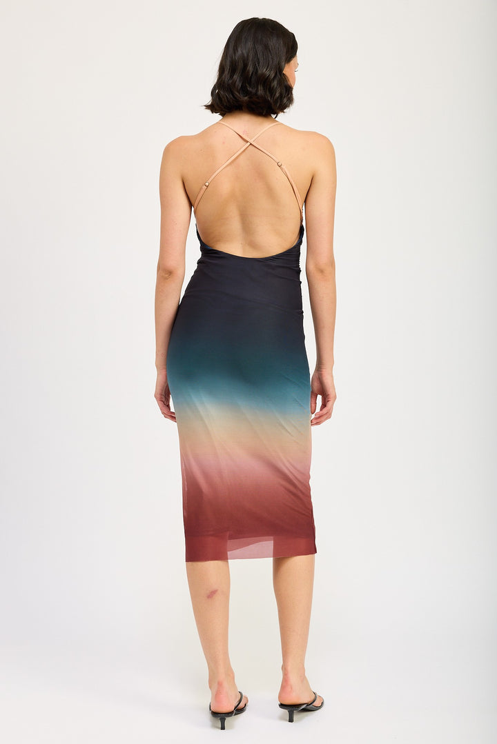 Halter Neck Ombre Maxi Dress