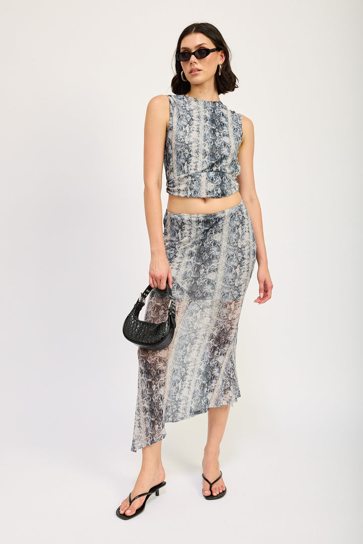Grey Snake Mermaid Maxi Skirt