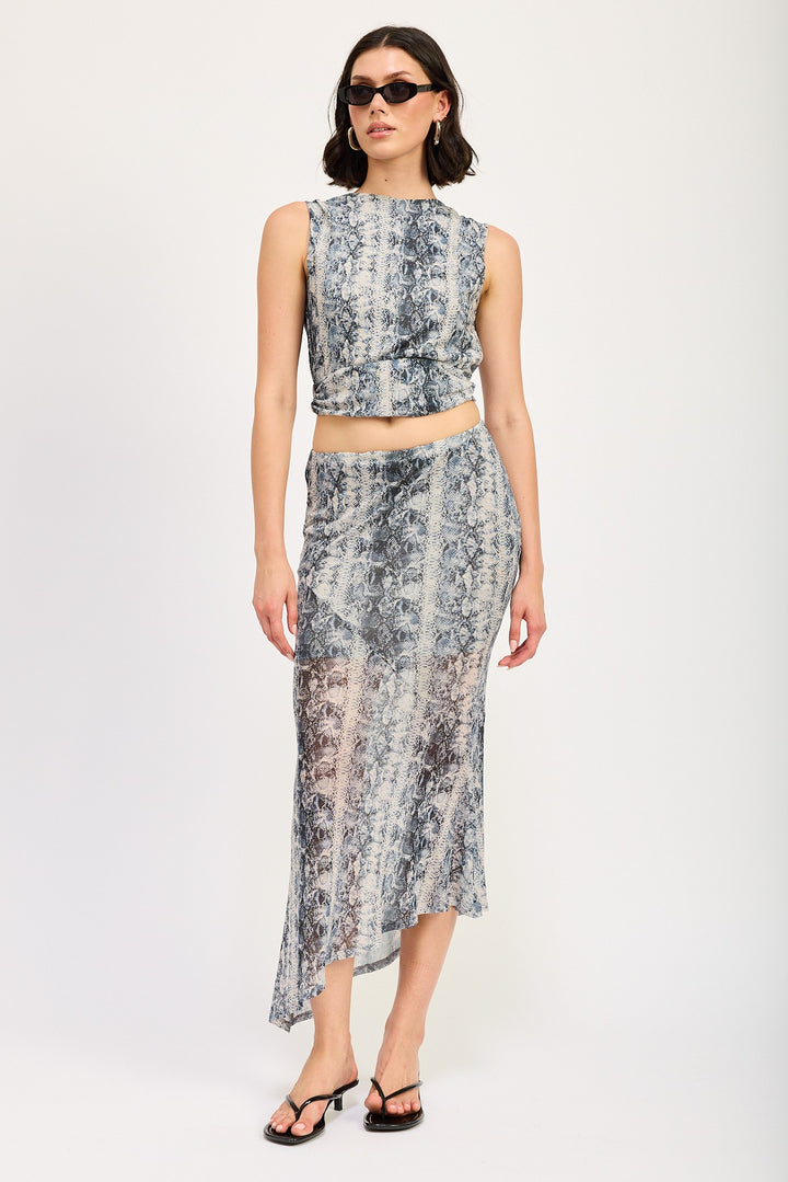 Grey Snake Mermaid Maxi Skirt