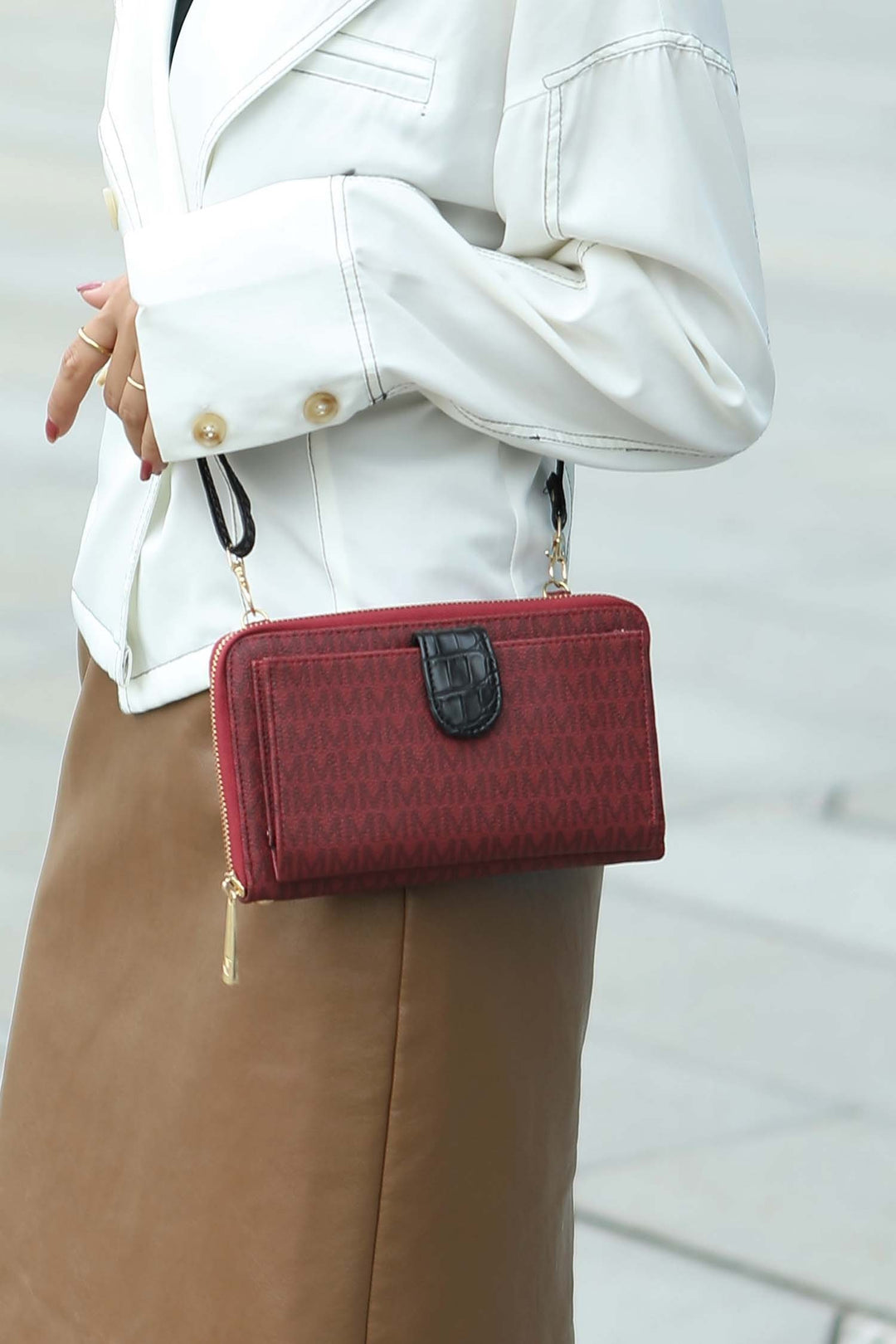 Beige Mkf Olga Smartphone And Wallet Crossbody Bag