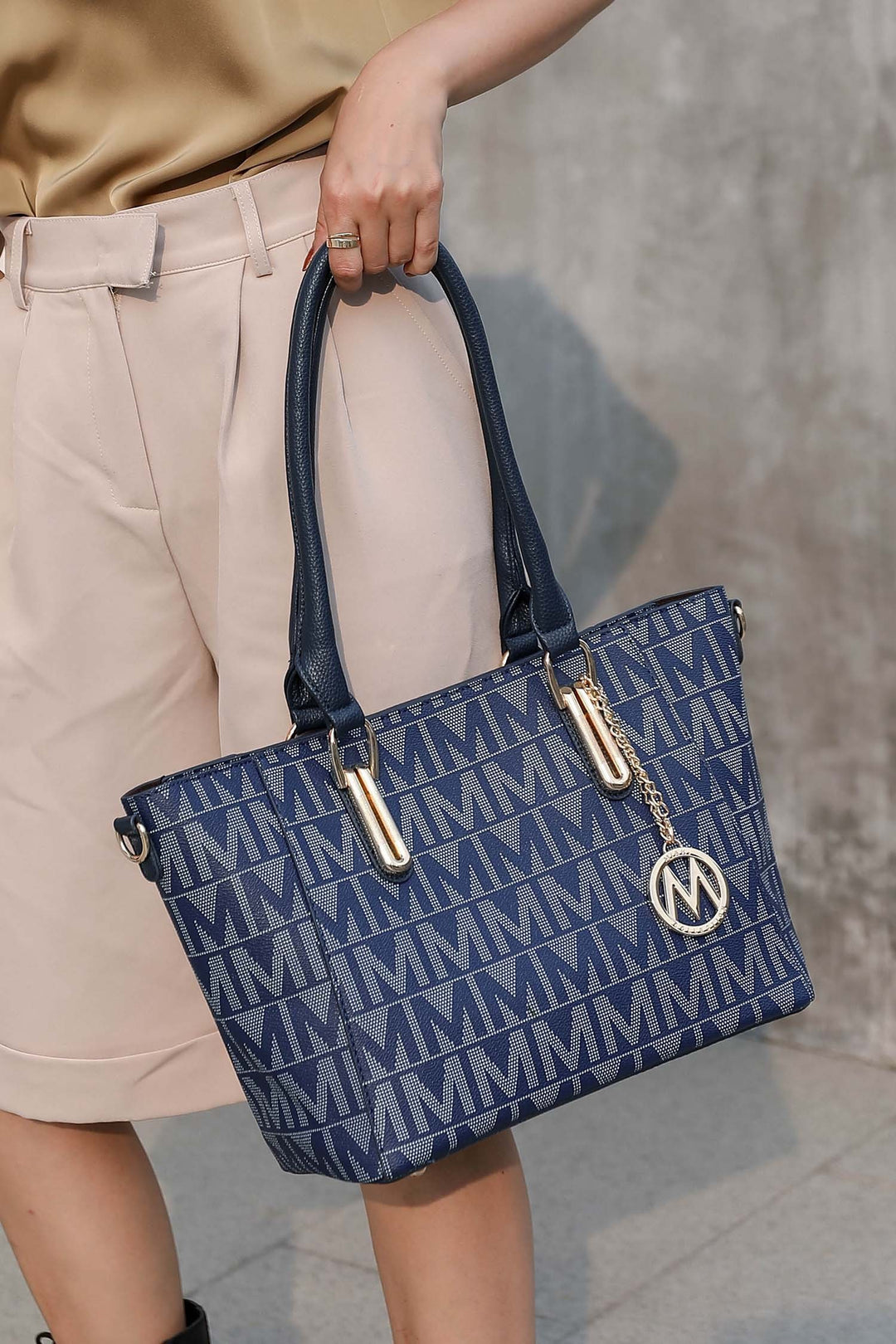 Beige Mkf Casey M Signature Tote Crossbody Set