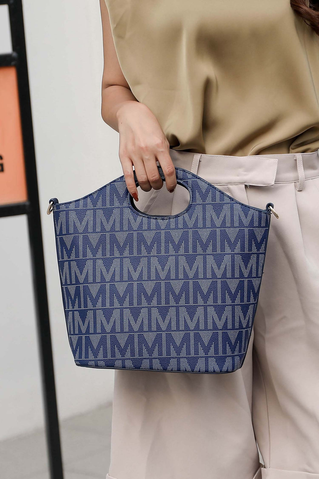 Navy Mkf Casey M Signature Tote Crossbody Set