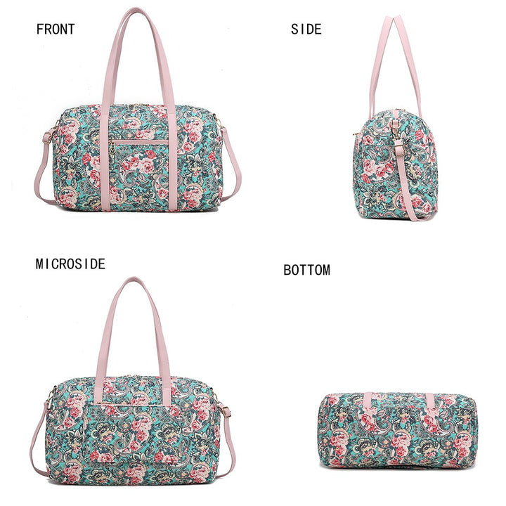 Mkf Khelani Quilted Botanical Pattern Duffle Bag