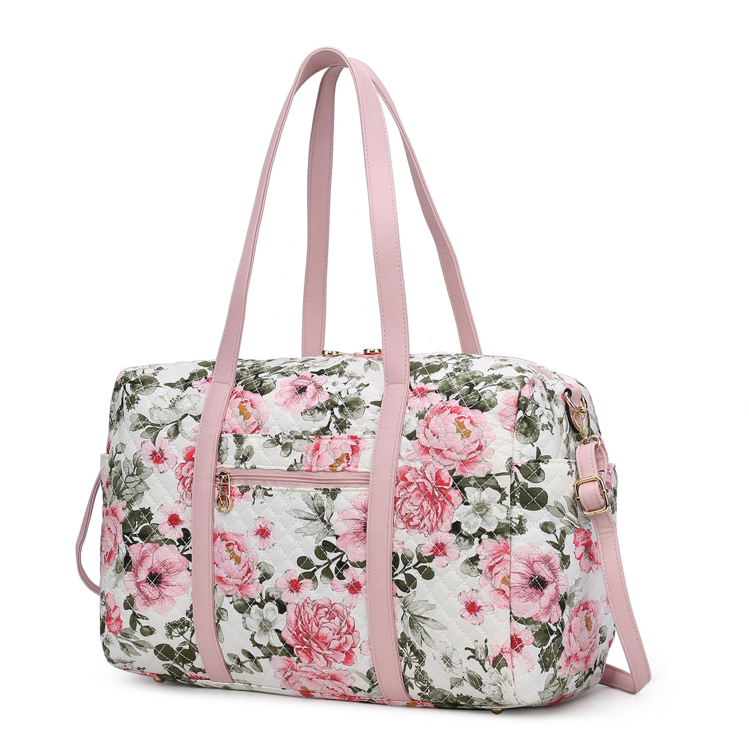 Mkf Khelani Quilted Botanical Pattern Duffle Bag
