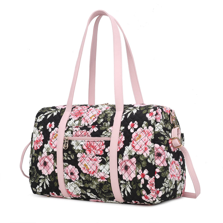 Green Mkf Khelani Quilted Botanical Pattern Duffle Bag