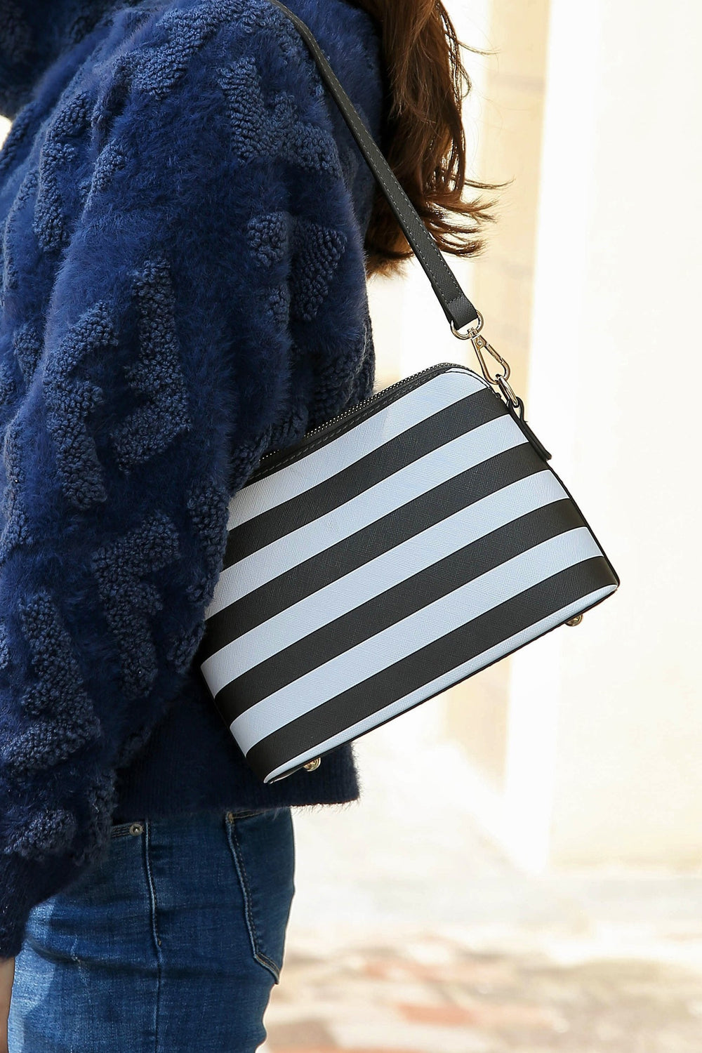 Charcoal Mkf Kimmy Striped Crossbody Bag By Mia K