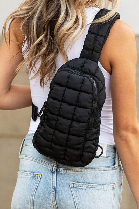 Black Skyler Quilted Puffer Sling