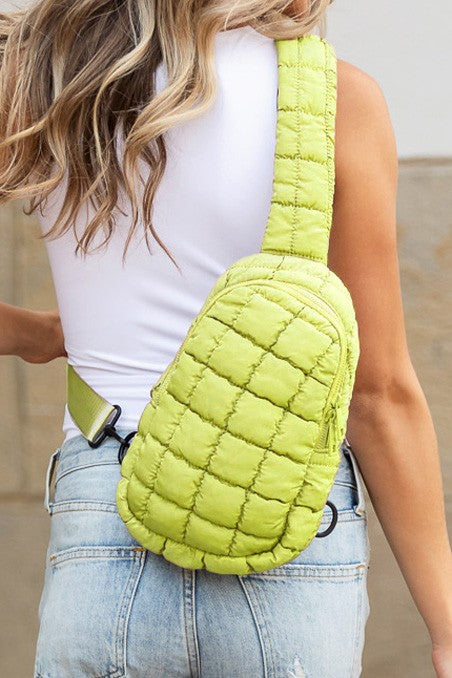 Latte Skyler Quilted Puffer Sling