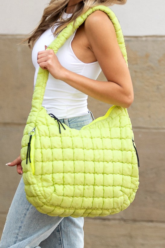 Slate Blue Taylor Quilted Puffer Tote
