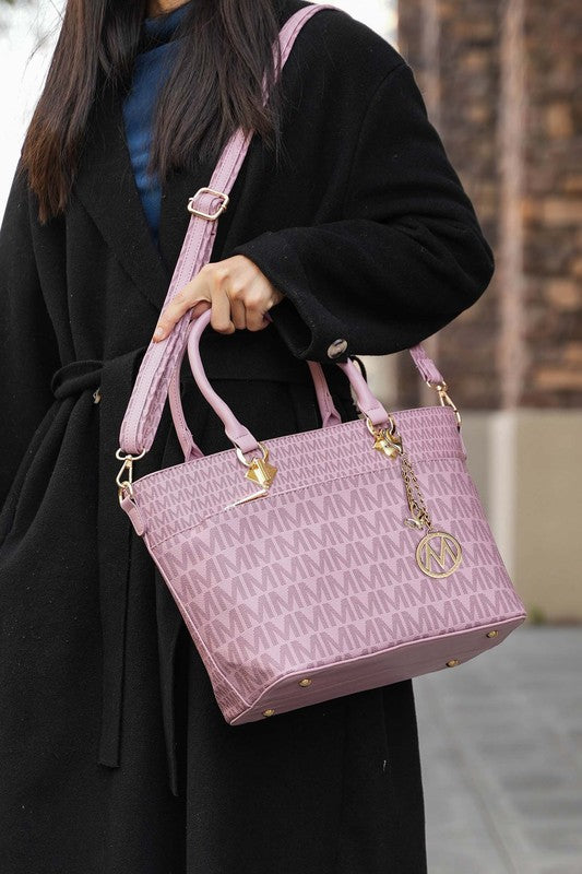 Black Mkf Yonah Signature Printed Tote Bag By Mia K