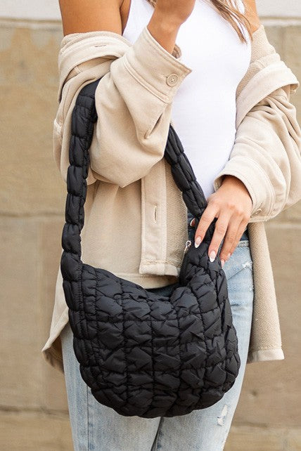 White Dale Quilted Puffer Shoulder Bag
