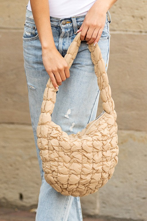 Powder Blue Dale Quilted Puffer Shoulder Bag