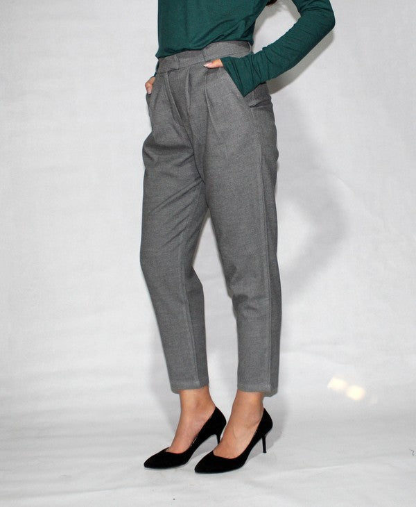 Gray Trouser High Waist Dropped Pants Extra Soft