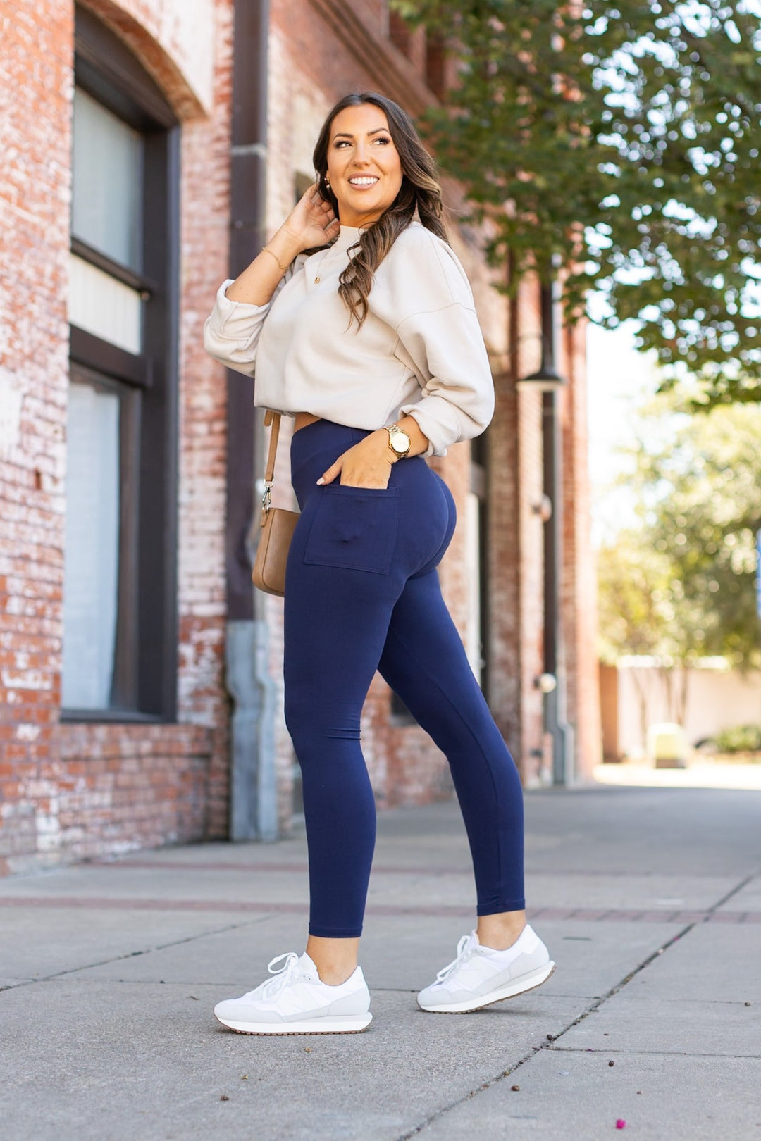 The Nyla Navy Full Length Leggings With Pockets 2