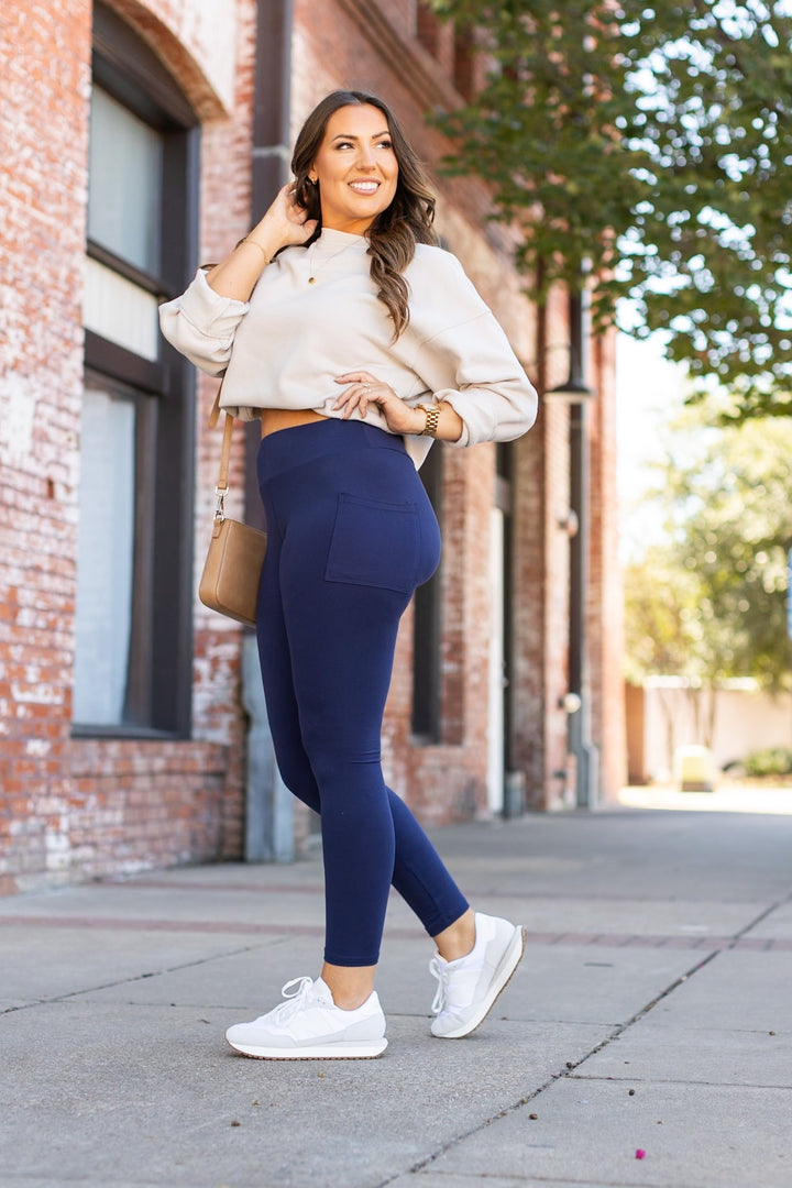 The Nyla Navy Full Length Leggings With Pockets 2