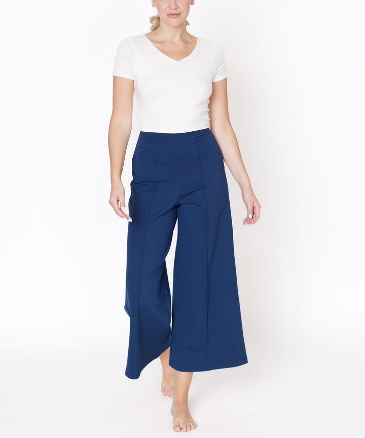 Ponte Wide Leg Ankle Length Pants
