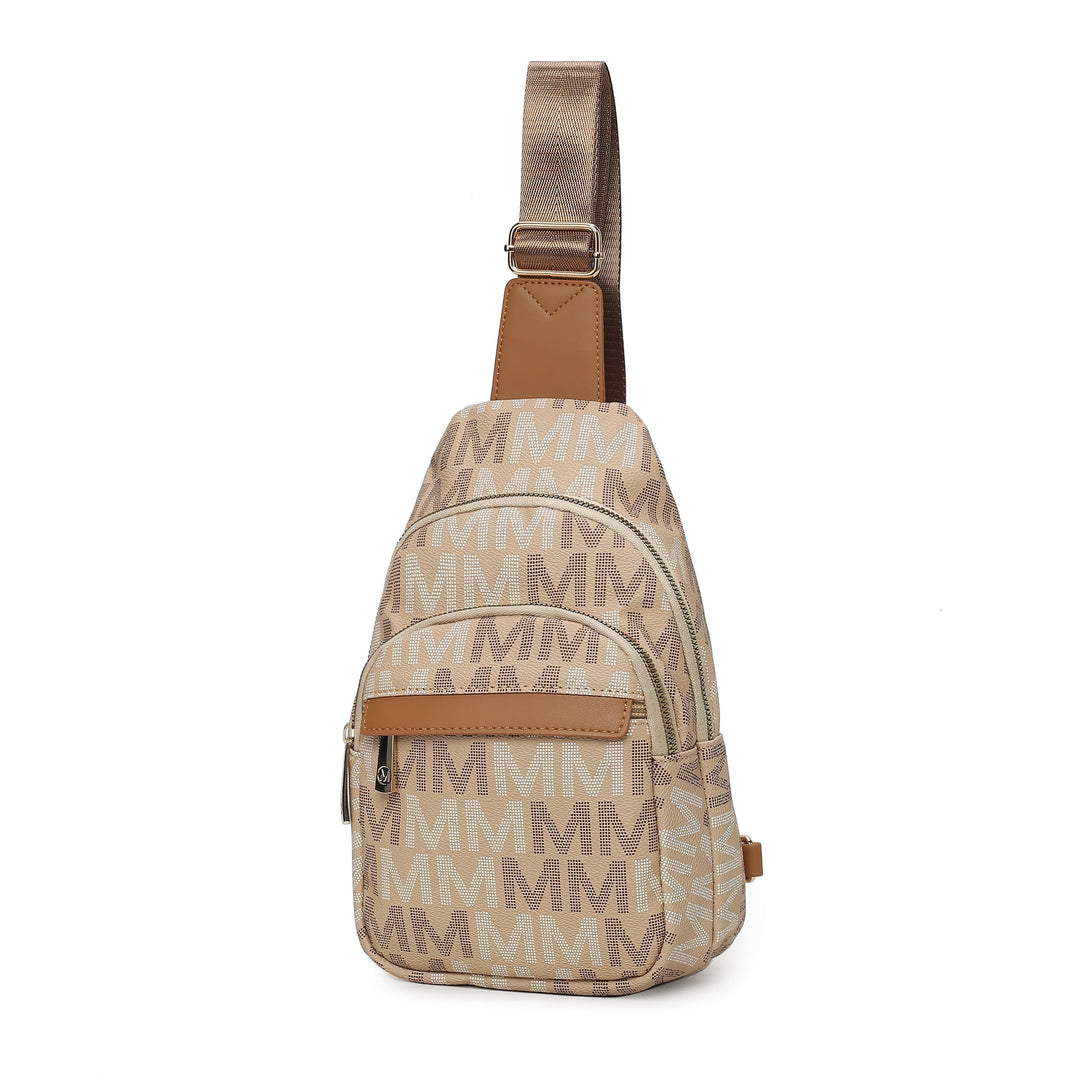 Brown Mkf Helaena Logo Printed Women Sling Bag By Mia K