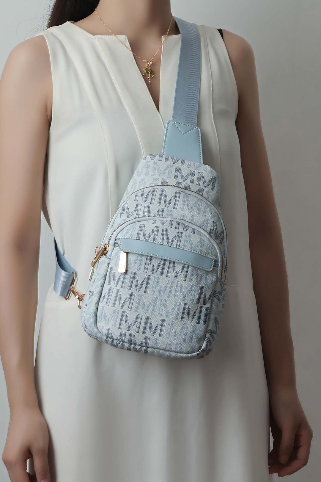 Beige Mkf Helaena Logo Printed Women Sling Bag By Mia K