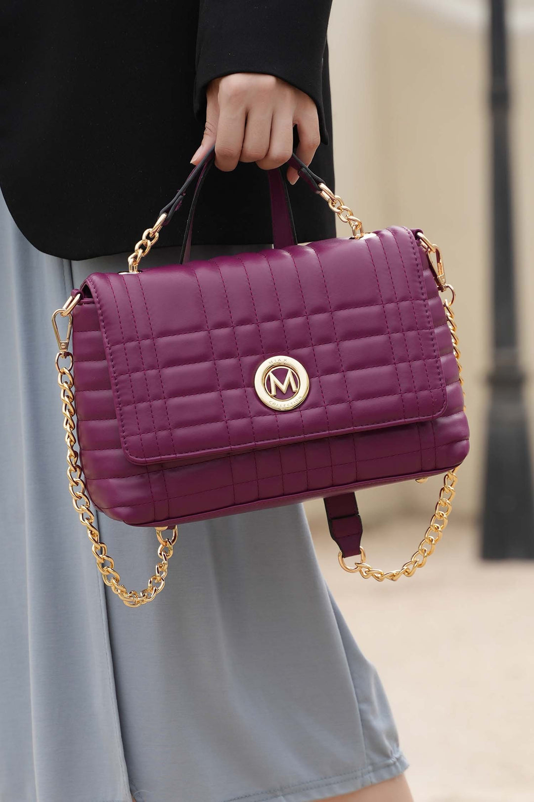 Beige Mkf Lola Quilted Women Shoulder Bag By Mia K