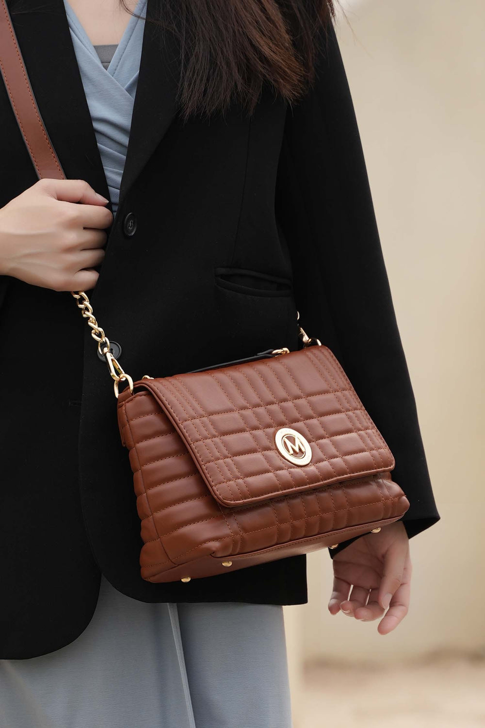 Black Mkf Lola Quilted Women Shoulder Bag By Mia K