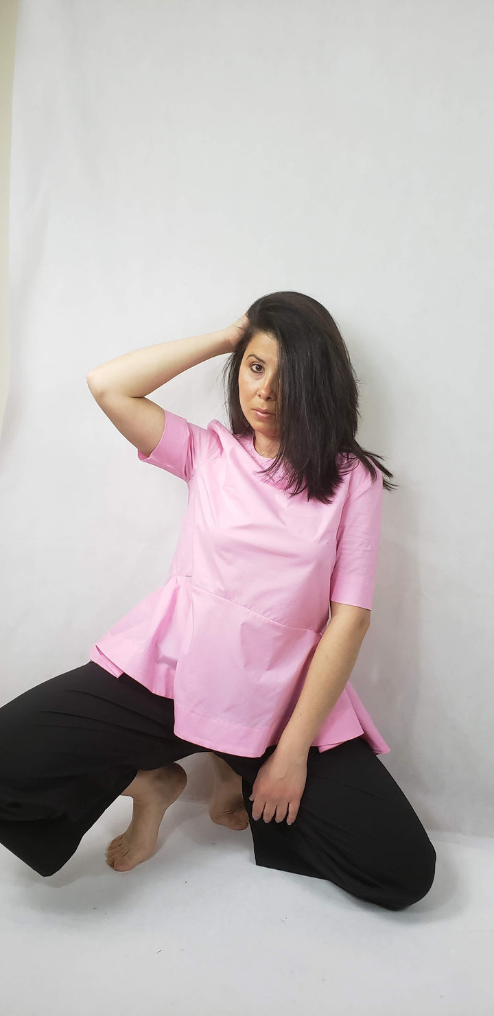 Short Sleeve Crew Neck Tops Casual Loose Blouse