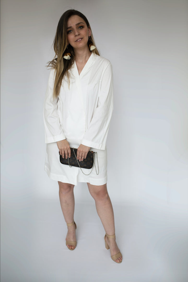 White Short Sleeve Crew Neck Tops Casual Loose Blouse 1