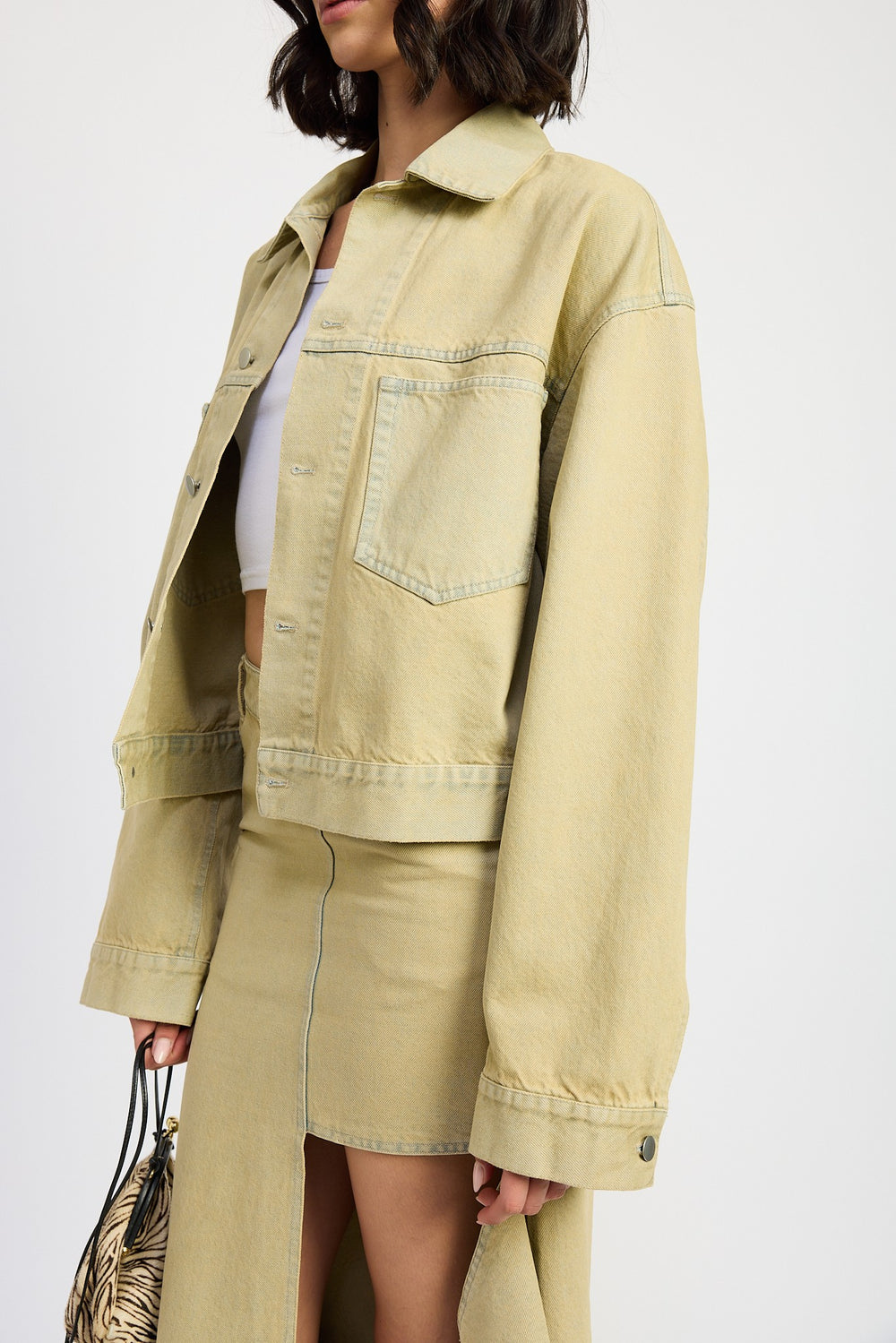 Light Sand Denim Oversized Denim Jacket