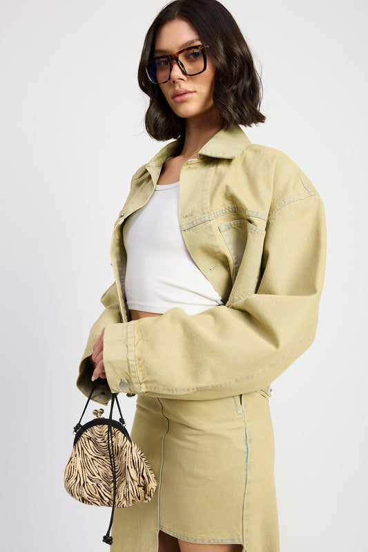 Light Sand Denim Oversized Denim Jacket