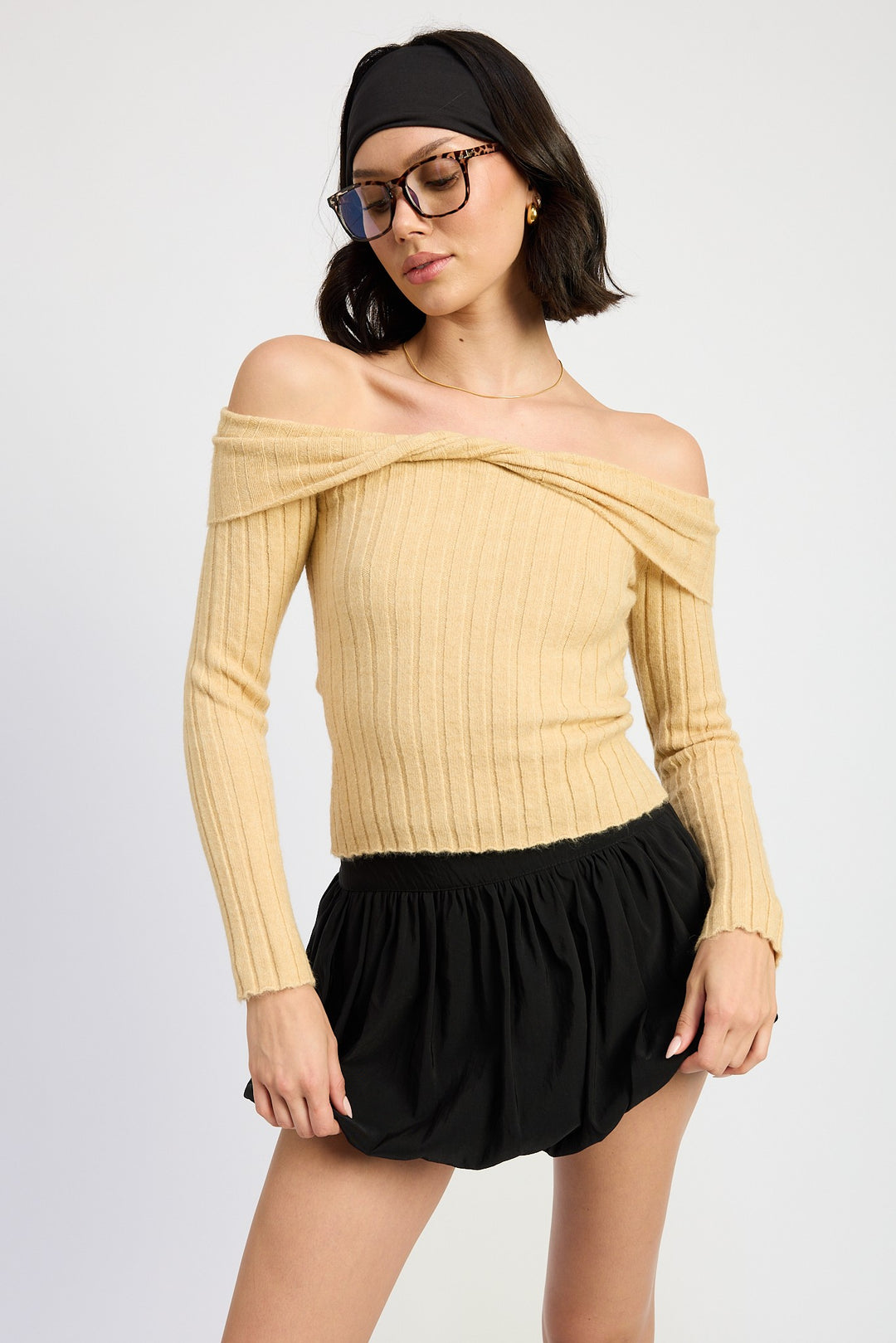Butter Yellow Off Shoulder Sweater Top 1
