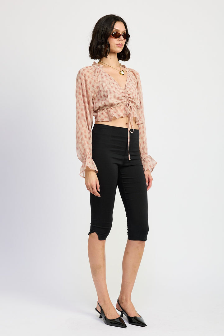 Ruched Blouse With Ruffle Detail