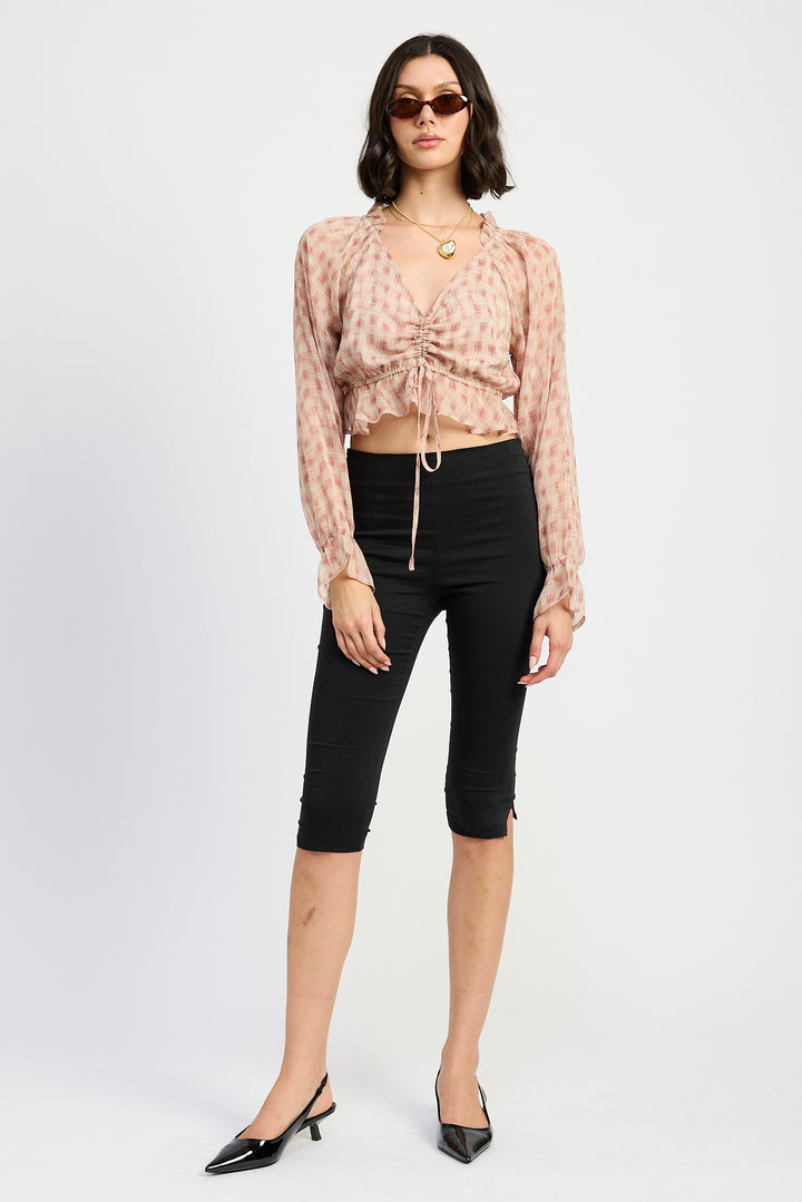 Ruched Blouse With Ruffle Detail