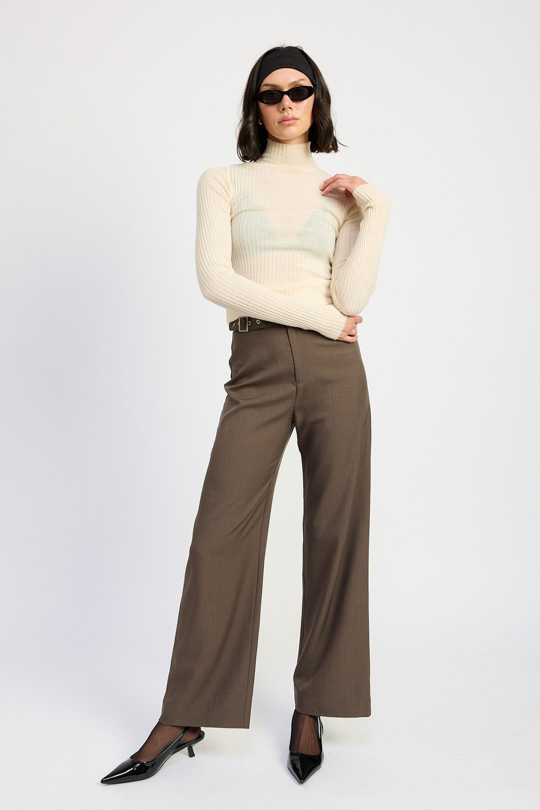 Trouser Pants Wtih Adjustable Waist Band Buckle