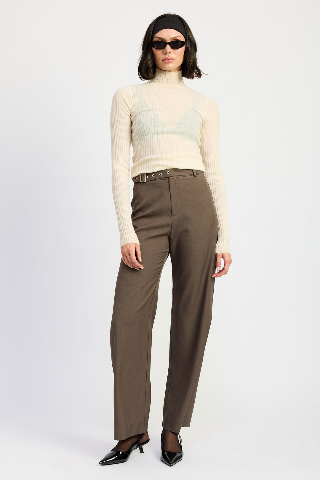Trouser Pants Wtih Adjustable Waist Band Buckle