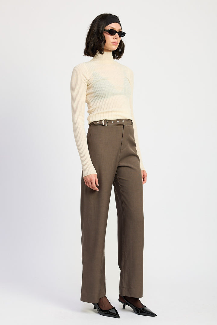 Trouser Pants Wtih Adjustable Waist Band Buckle
