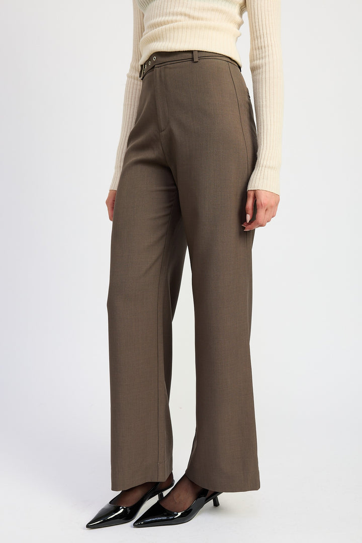 Trouser Pants Wtih Adjustable Waist Band Buckle