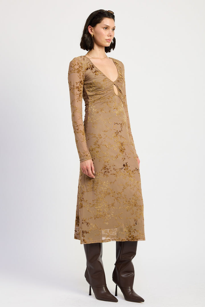 Key Hole Midi Long Sleeve Dress