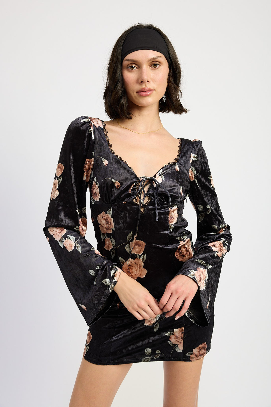 Black Blush Lace Up Flora Dress With Open Back